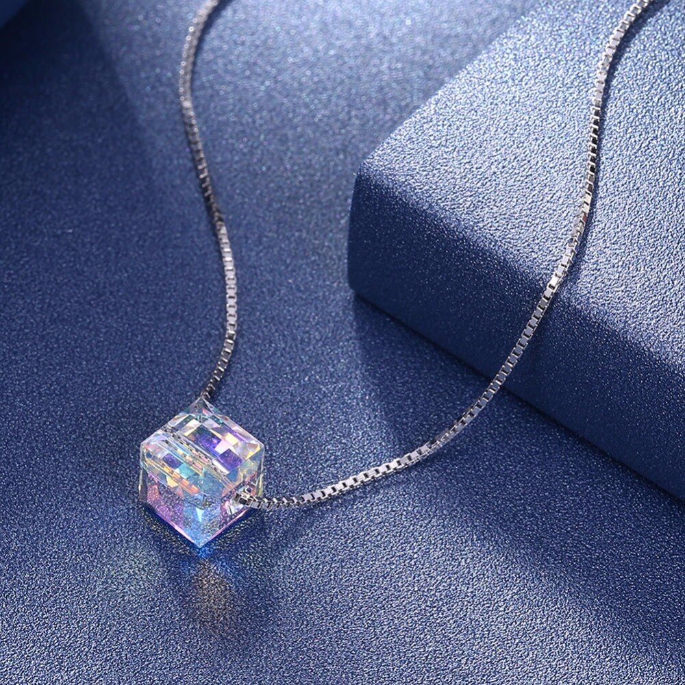 Crystals Aurora Cube Necklace