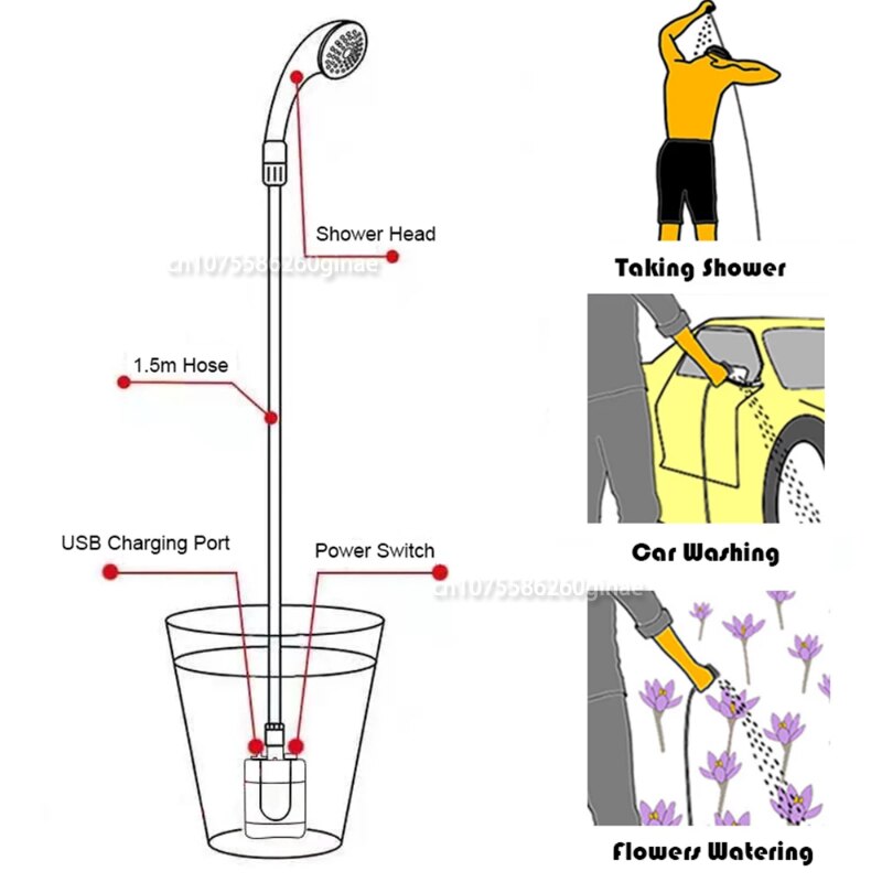 USB Rechargeable Camping Shower