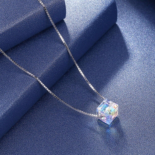 Crystals Aurora Cube Necklace